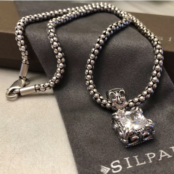 Silpada 17” Sterling Necklace & Uptown CZ Pendant - Picture 2 of 9